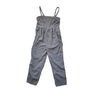 Anthropologie Jumpsuit Womens Small Gray Utility Sleeveless Adjustable Strap EUC